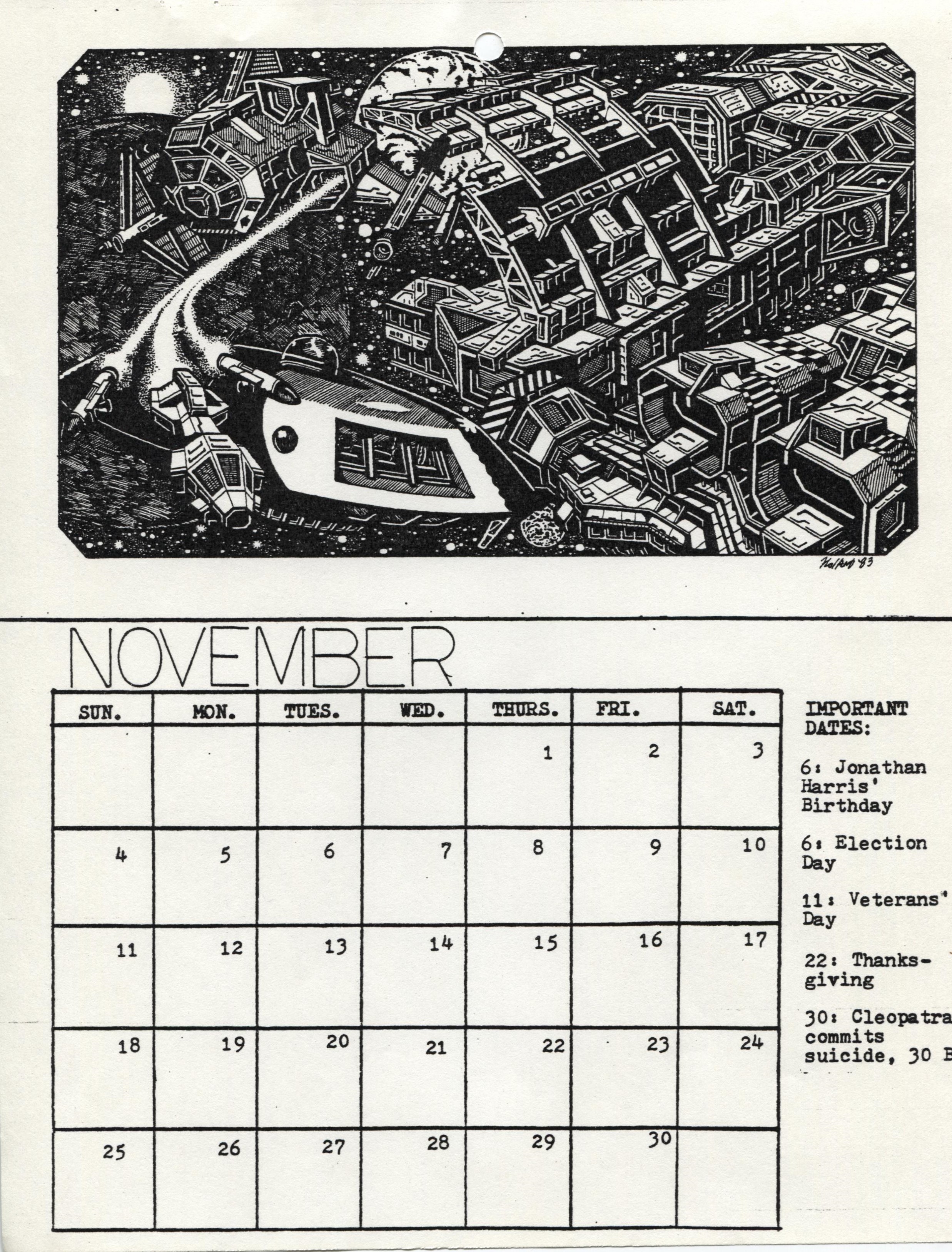 CALENDAR 1984 (LISFAN MONTHLY)